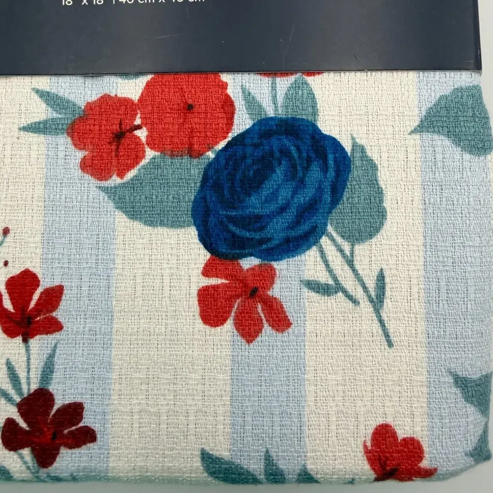 Brooks Brothers Set of 6 Cloth Napkins Floral Stripe Red White Blue 18x18 NWT